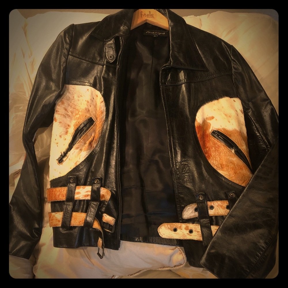 (SOLD) Leather and cow skin jacket,